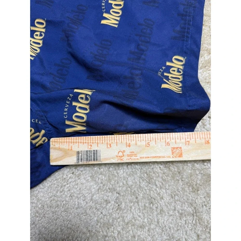 Modelo Cerveza Mens Navy Blue Gold Logo Board‎ Shorts Swim Trunks Size XXL NWT